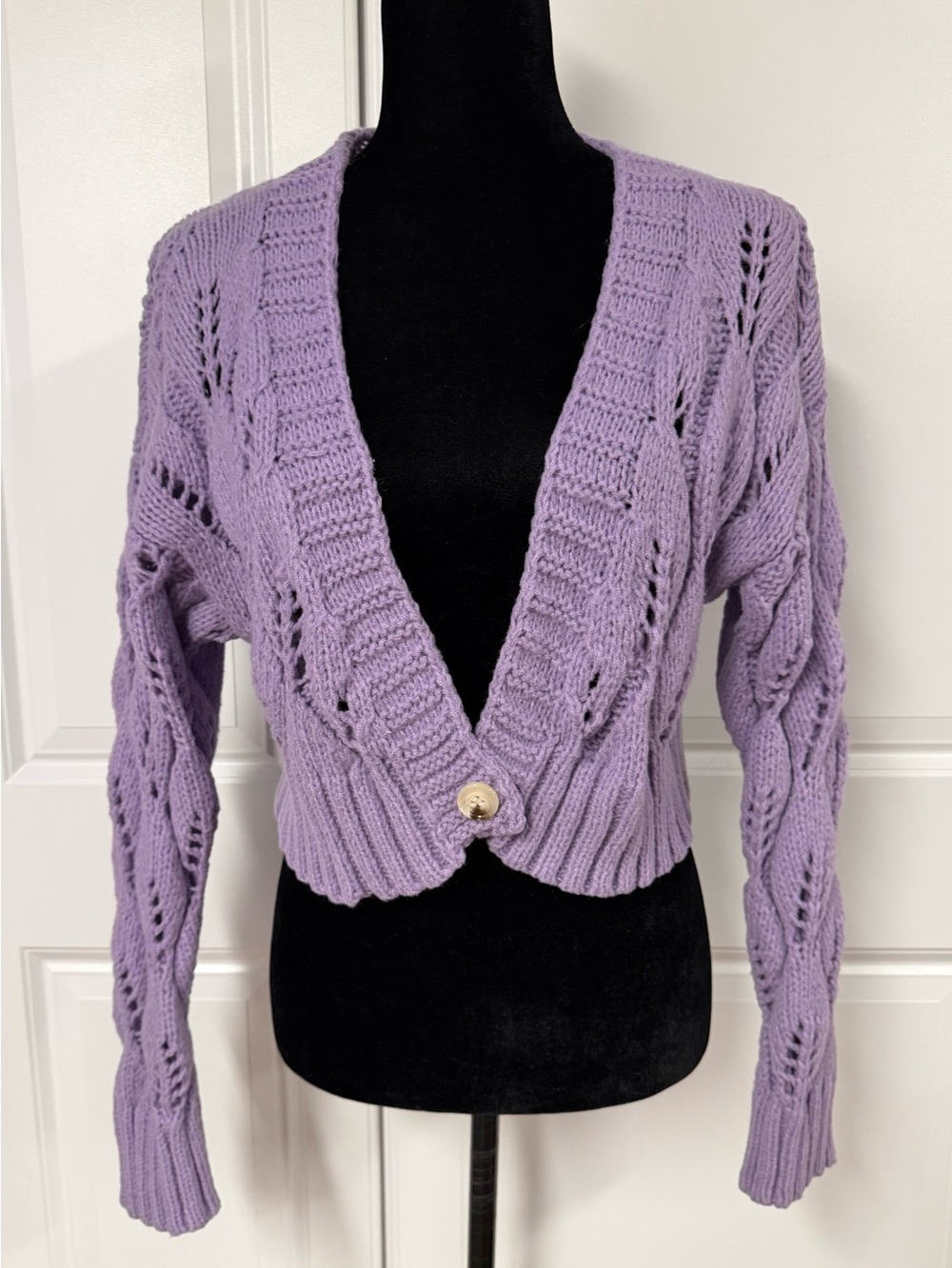 Timing Cropped Open Knit Cardigan